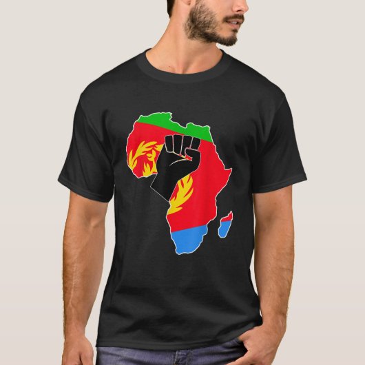 Hou van Eritrea met Eritrese vlag in Afrika Kaart  T-shirt (Voorkant)