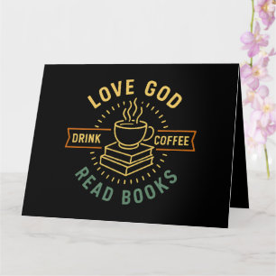 Hou van God Drink Koffie Lees Boeken Liefhebbers V Kaart