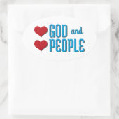 Hou van God en hou van mensen Ovale Sticker (Tas)