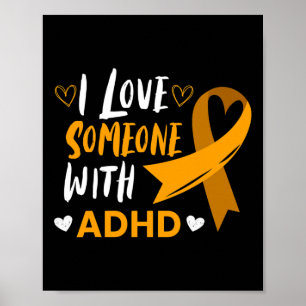 Hou van iemand met ADHD lint bewustzijn mentale ho Poster
