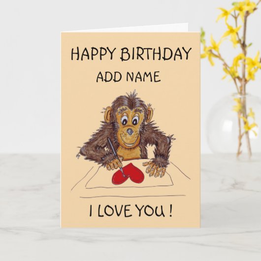 Hou van je aap kaart (Gele Bloem)