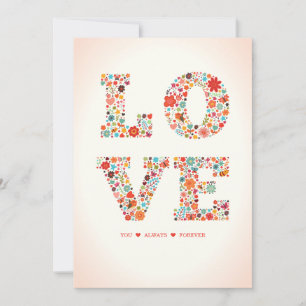 "HOU VAN JE, ALTIJD, VOOR ALTIJD" Retro Floral Lov Feestdagenkaart