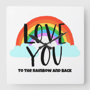 Hou van je bij de regenboog en terug vierkante klok