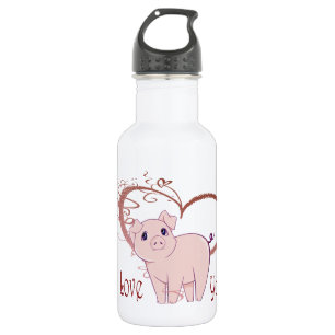 Hou van je, Cute Piggy Art Waterfles