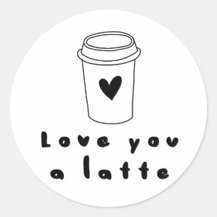 hou van je, een latte ronde sticker