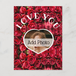 Hou van je hart Foto Rood Roses Modern Script Cute Briefkaart