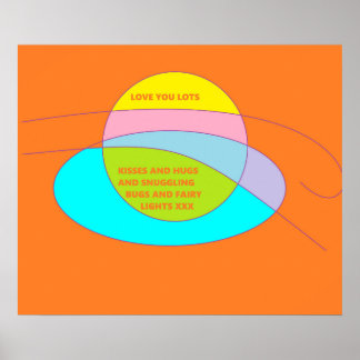 Hou van je loten bericht over sinaasappel en blauw poster