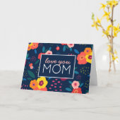 Hou van je mama Modern Floral Happy Moederdag Kaart (Gele Bloem)