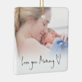 Hou van je mammie moderne Script Heart Photo Overl Keramisch Ornament (Rechts)