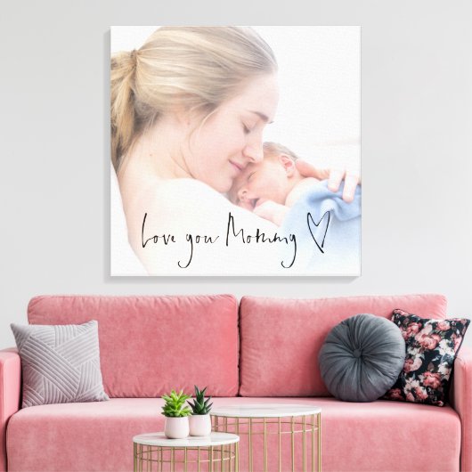 Hou van je mammie Script Heart Aangepaste Fotobekl Canvas Afdruk (Insitu (Woonkamer))
