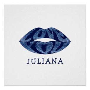 Hou van je met glitter letters in lippen perfect poster