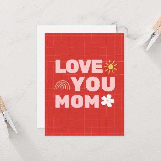 Hou van je moeder Moederdag Flat Wenskaart Kaart (Voorkant / Achterkant in situ)