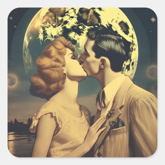 Hou van je naar de maan, reisposter aanpasbaar vierkante sticker (Voorkant)