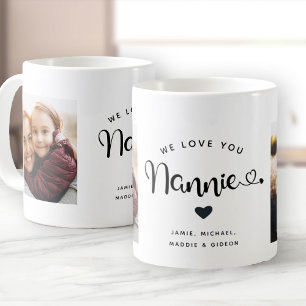 Hou van je Nannie Hearts Custom Two Photo Coffee M Koffiemok