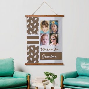 Hou van je oma 4 fotoblad bruin hangend wandkleed