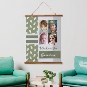 Hou van je oma 4 fotoblad groen hangend wandkleed