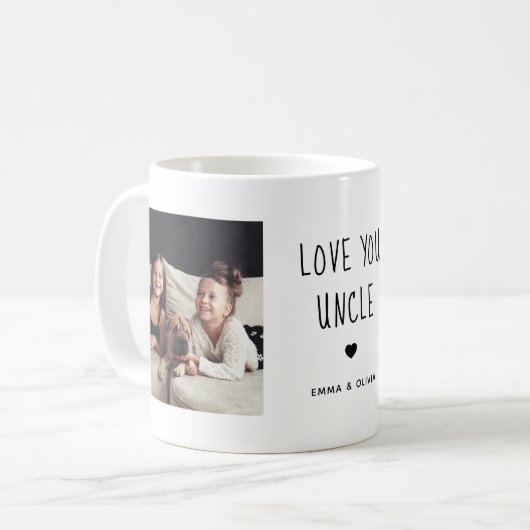 Hou van je oom | Twee handgeschreven foto's Koffiemok (Voorkant links)