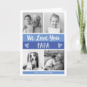 Hou van je Papa Blue Color Block Photo Grid Kaart