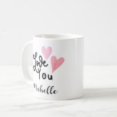 Hou van je Schattigee roze rozenharten Koffiemok (Voorkant links)