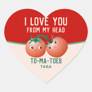 Hou van je van mijn hoofd tot mijn tenen tomaat hart sticker