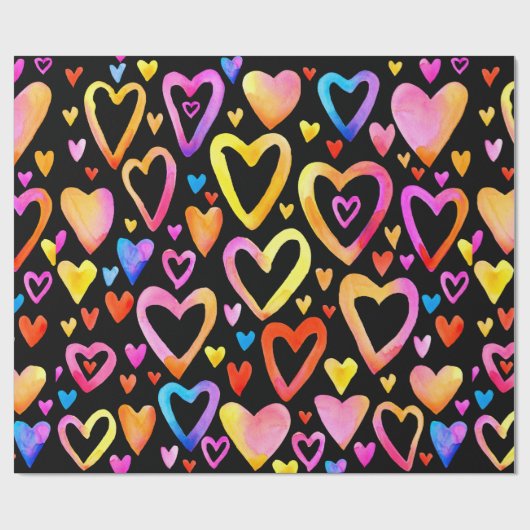 Hou van je. Waterverf illustratie hart. Valentin Cadeaupapier (Vlak)