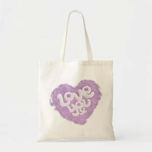 Hou van je x hart paarse en lichte canvas tas