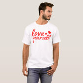 Hou van jezelf citaat met harten t-shirt (Voorkant volledig)
