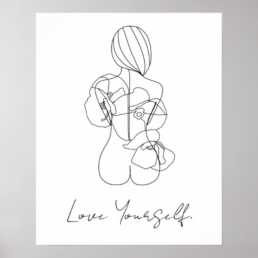 Hou van jezelf Line Art aangepaste tekst Poster (Voorkant)