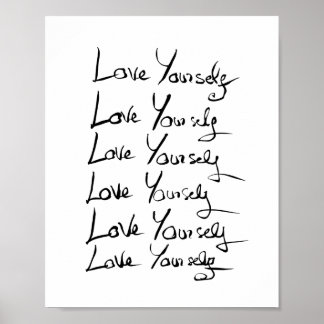 Hou van jezelf! Motivatie kalligrafie Poster