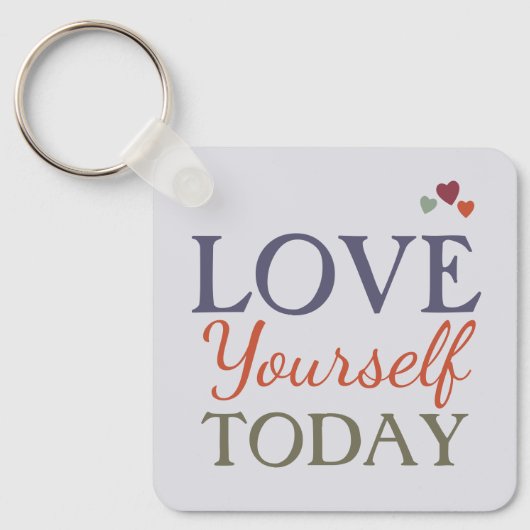 Hou van jezelf vandaag bloemenliefde harten sleutelhanger (Voorkant)