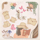 Hou van jezelf vierkante kartonnen onderzetter (Voorkant)