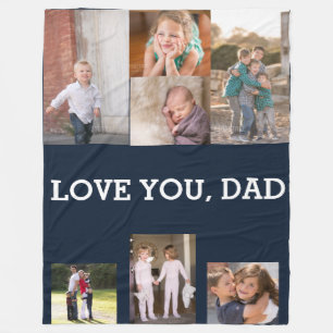 Hou van jou papa - collage met zeven foto's als ee fleece deken