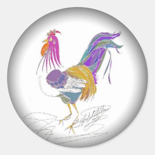 Hou van mij, hou van mijn haan ronde sticker (Voorkant)