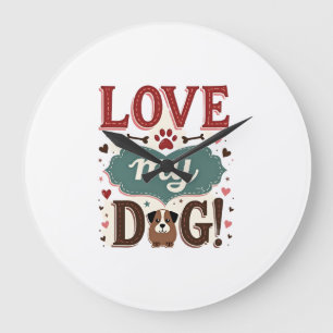 Hou van mij, hou van mijn hond vintage cute pootaf grote klok