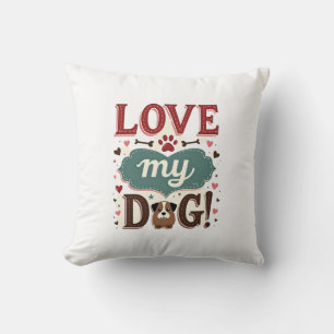 Hou van mij, hou van mijn hond vintage cute pootaf kussen