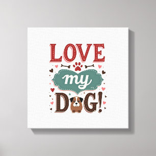Hou van mij, hou van mijn hond Vintage leuk pootaf Canvas Afdruk
