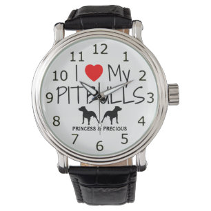 Hou van mijn twee Pitbulls Horloge