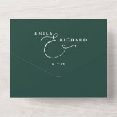 Hou van moderne QR-code smaragdgroene bruiloft All In One Uitnodiging (Achterkant)