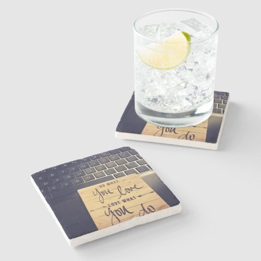 HOU VAN WAT JE DOET STONE COASTER STENEN ONDERZETTER (Zijkant)