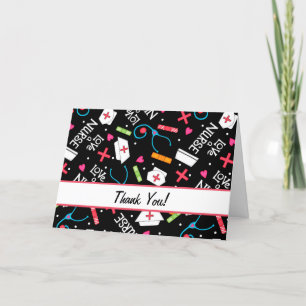 Hou van zuster Dank je medische kunst Black Bedankkaart