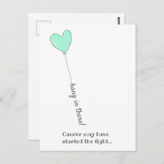 Hou vol. - Beat Cancer - Cute Blauwgroen ballon Briefkaart (Voorkant / Achterkant)