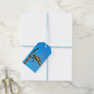 Hou vol met artistieke dragonfly tegen Cerulean Bl Cadeaulabel