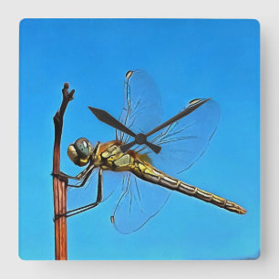 Hou vol met artistieke dragonfly tegen Cerulean Bl Vierkante Klok