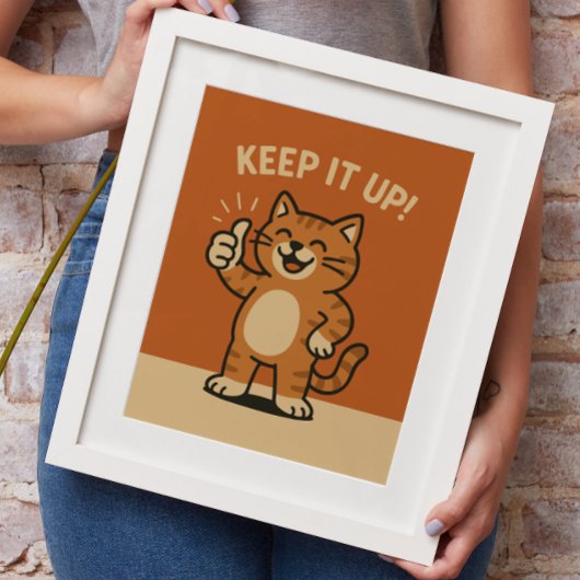 Hou vol! Motivatie Schattigee Retro Cartoon Cat Poster