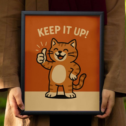 Hou vol! Motivatie Schattigee Retro Cartoon Cat Poster