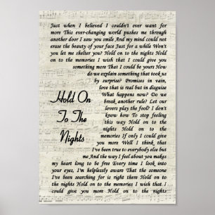 Houd aan het Lyrische Manuscript van het Song van Poster