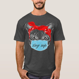 Houd afstand Kat Kitten met Mondbescherm Gezicht T-shirt