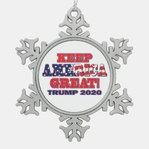 Houd Amerika Groot Trump 2020 Tin Sneeuwvlok Ornament