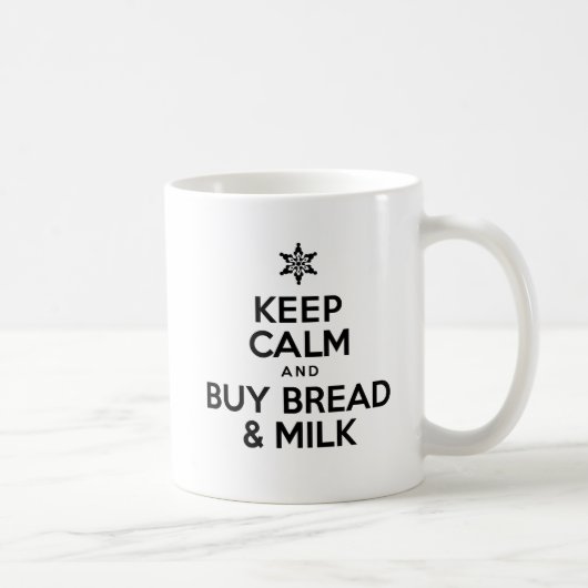 Houd brood kalm en koop brood en melk Mok (Rechts)