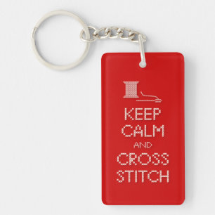 Houd Calm Cross Stitch Sleutelhanger